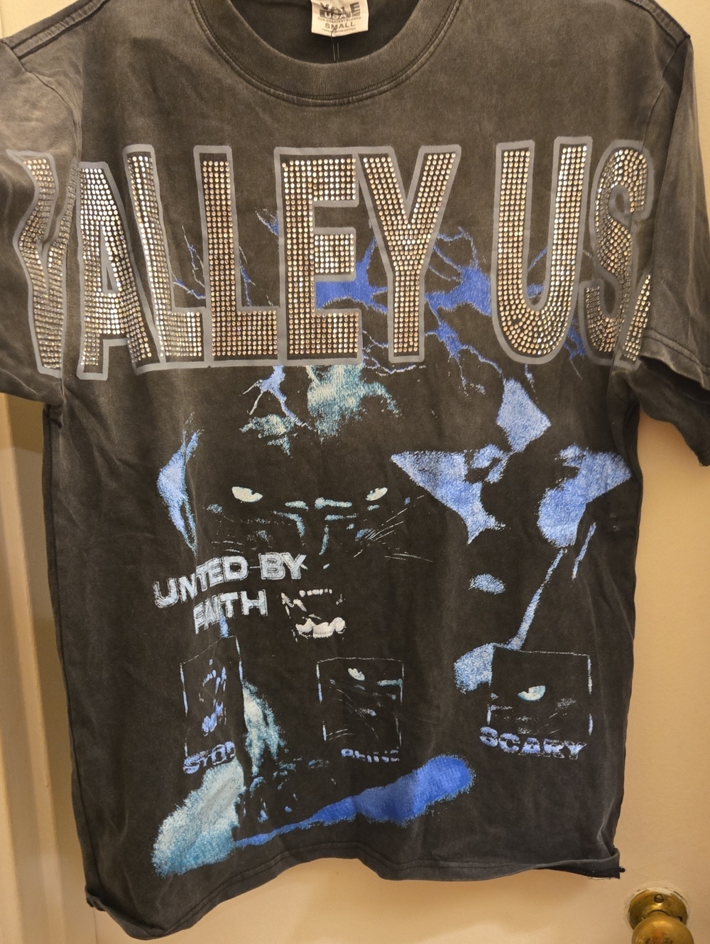 Valley USA Rhinestone Graphic Tee in Black & Blue